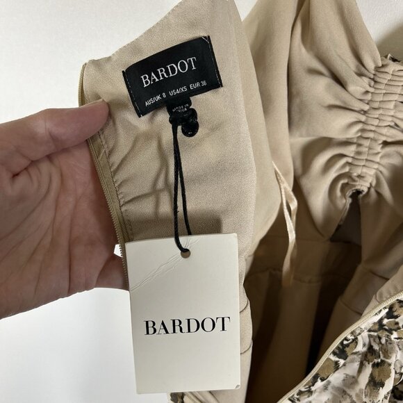 Bardot NWT Animal Print Strappy Layered Dress Tiered Ruffle Women’s Size 4/XS - Picture 10 of 12